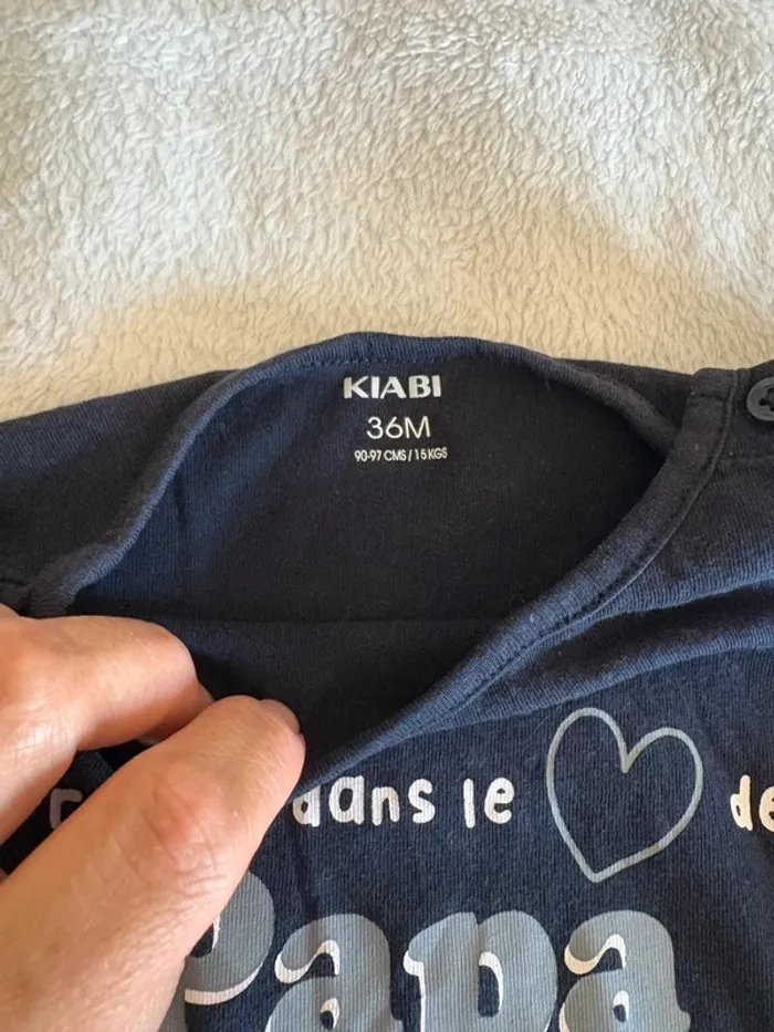 T-shirt garçon bleu marine KIABI 36 mois Premier dans le cœur de Papa” - photo numéro 4