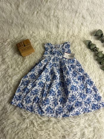 Robe fleurie bleue Acanthe taille 12 mois