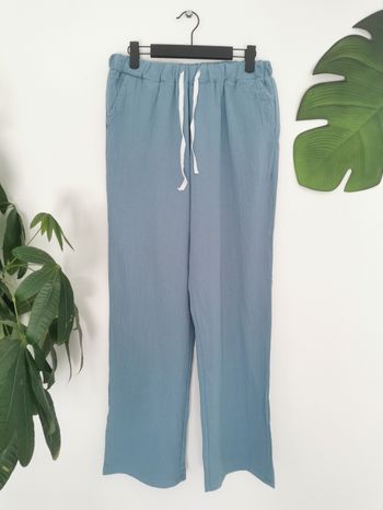 Pantalon bleu azur décontracté à jambes larges Taille XL