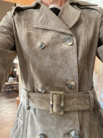 Trench en cuir nubuck Camaïeu
