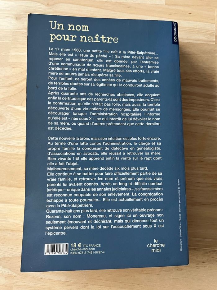 Livre Un Nom pour Naître – Rozenn Monereau – Bon État - photo numéro 5