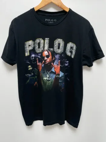 Rare Rap Rapper Polo G Black T-Shirt Size L Rap Band Tee