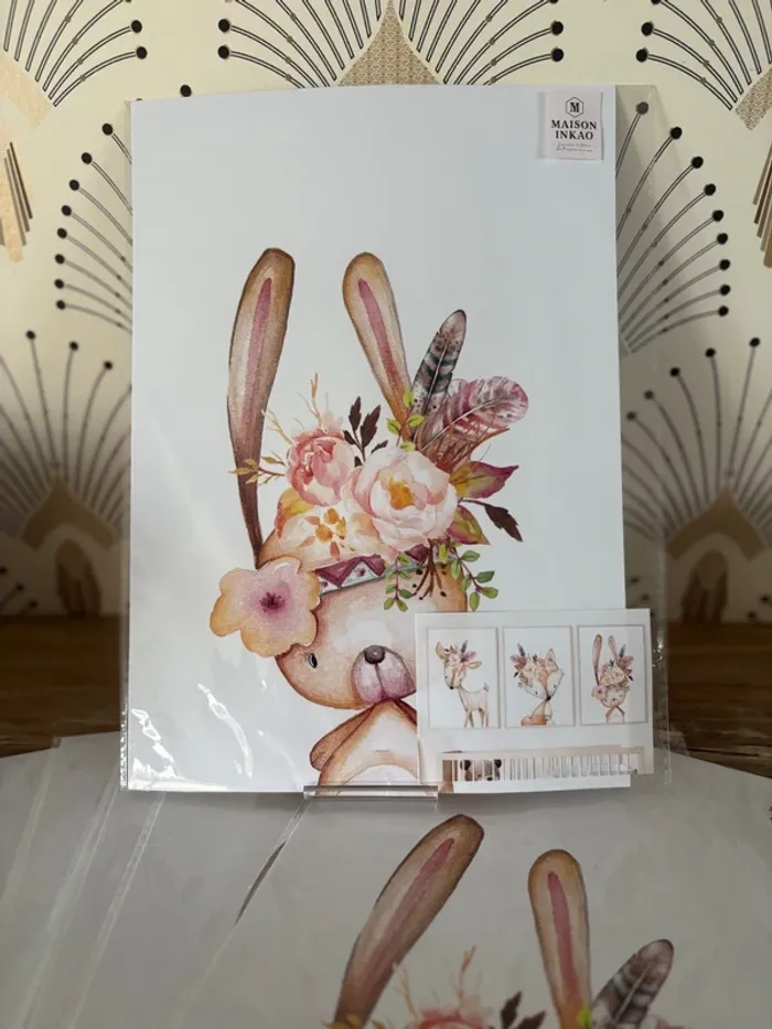 Joli trio d’affiches sur le thème des animaux des bois pour chambre enfant