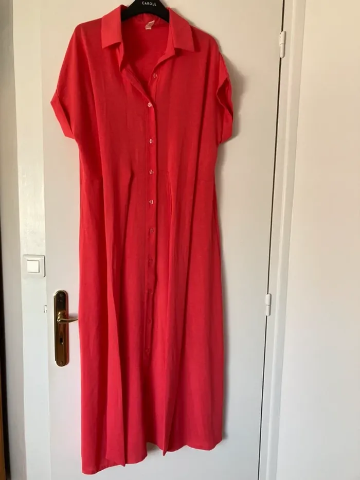 Robe longue corail à nouer à la taille - photo numéro 3