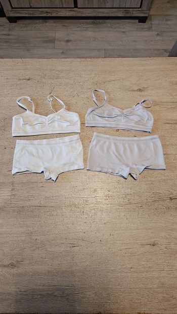 Lot de 2 ensembles fille de 6/8 ans blanc et gris