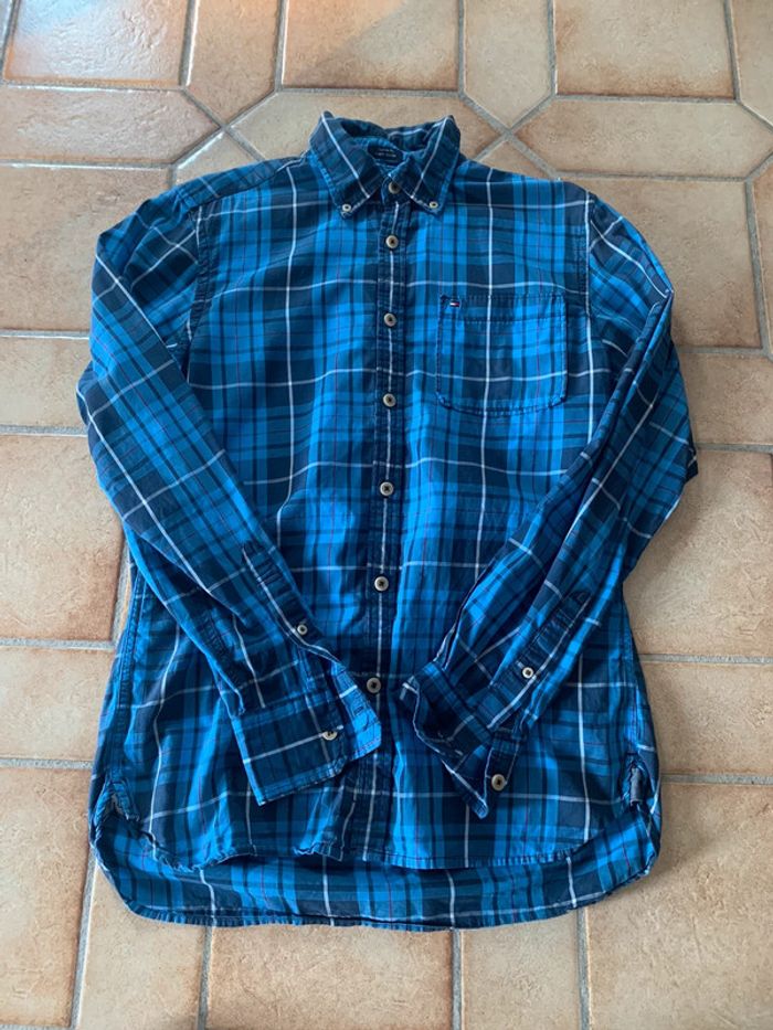 Chemise manches longues à carreau / rayures Tommy Hilfiger bleu noir - photo numéro 2
