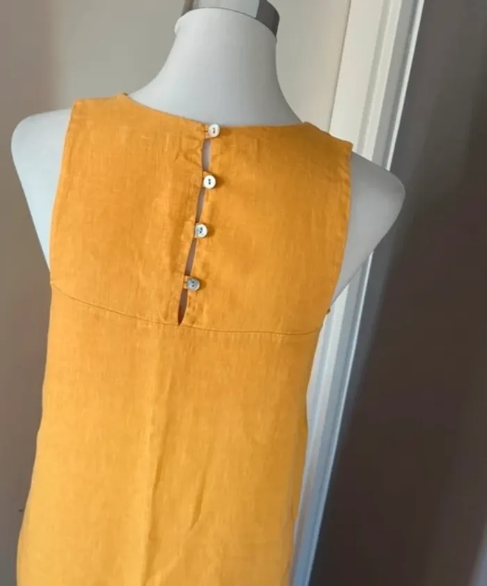 AT.P.CO robe longue en lin jaune été femme, taille 36 - photo numéro 5