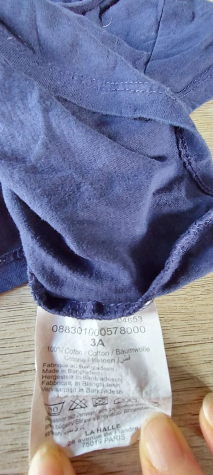 T shirt bleu marine, manches courtes, 3 ans La Halle - photo numéro 4