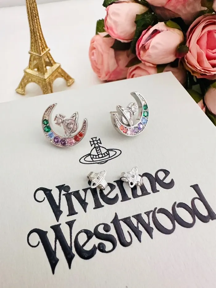 Boucles d’oreilles Vivienne Westwood lune arc-en-ciel & orbite – Éclat céleste - photo numéro 3