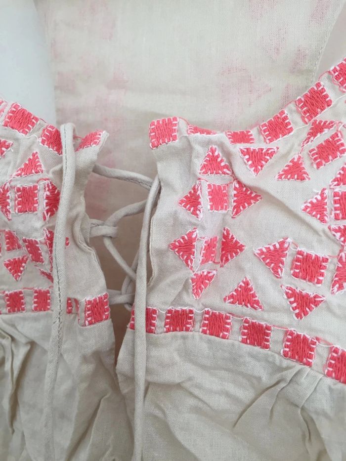 Débardeur Naf Naf beige broderies en coton - photo numéro 2