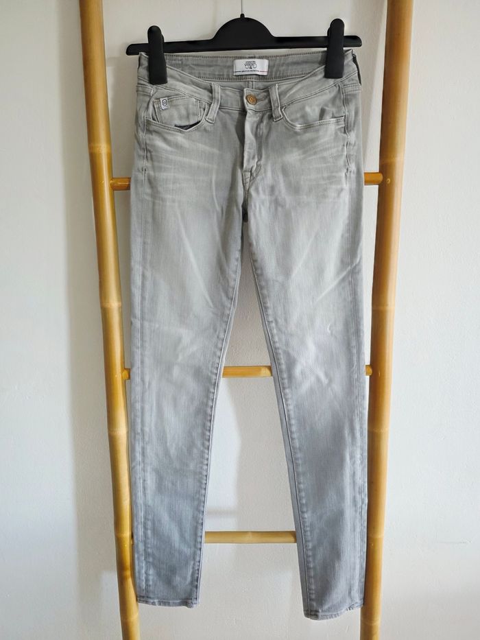 Jeans slim Le temps des Cerises gris clair