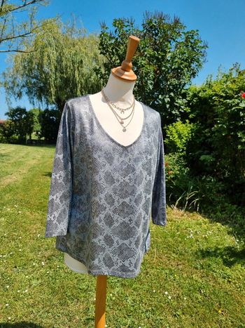 Blouse argent écailles de serpent * taille L * Grain de Malice