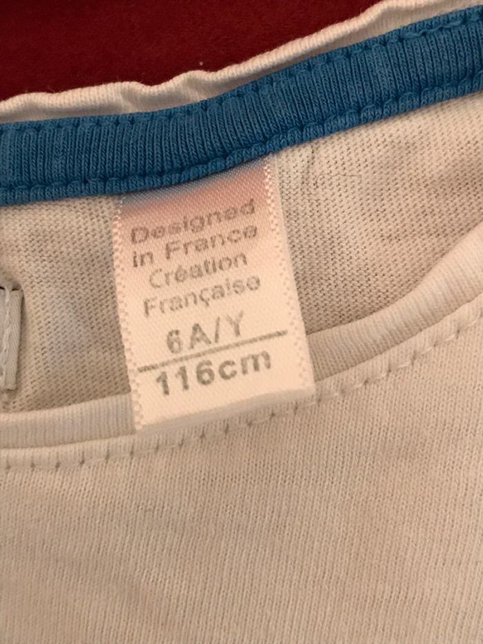 T-Shirt manches courtes blanc et bleu 6 Ans - photo numéro 4