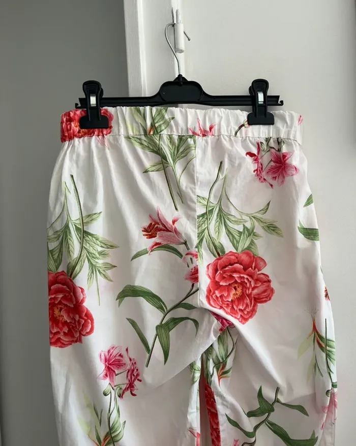 Pantalon léger blanc fleuri Oysho T38 - photo numéro 5