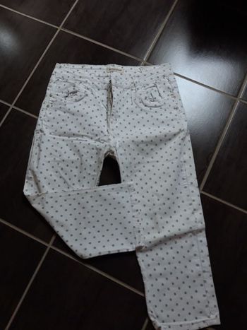 Pantacourt blanc à pois gris L/40  karostar