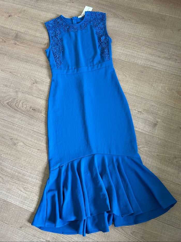 Robe longue bleue neuve avec dentelle BGN Workshop taille 38 - photo numéro 7