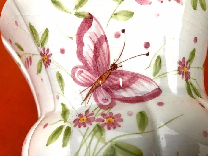 Cache-pot / Pot décoratif Céramique décor floral et de papillon - photo numéro 3