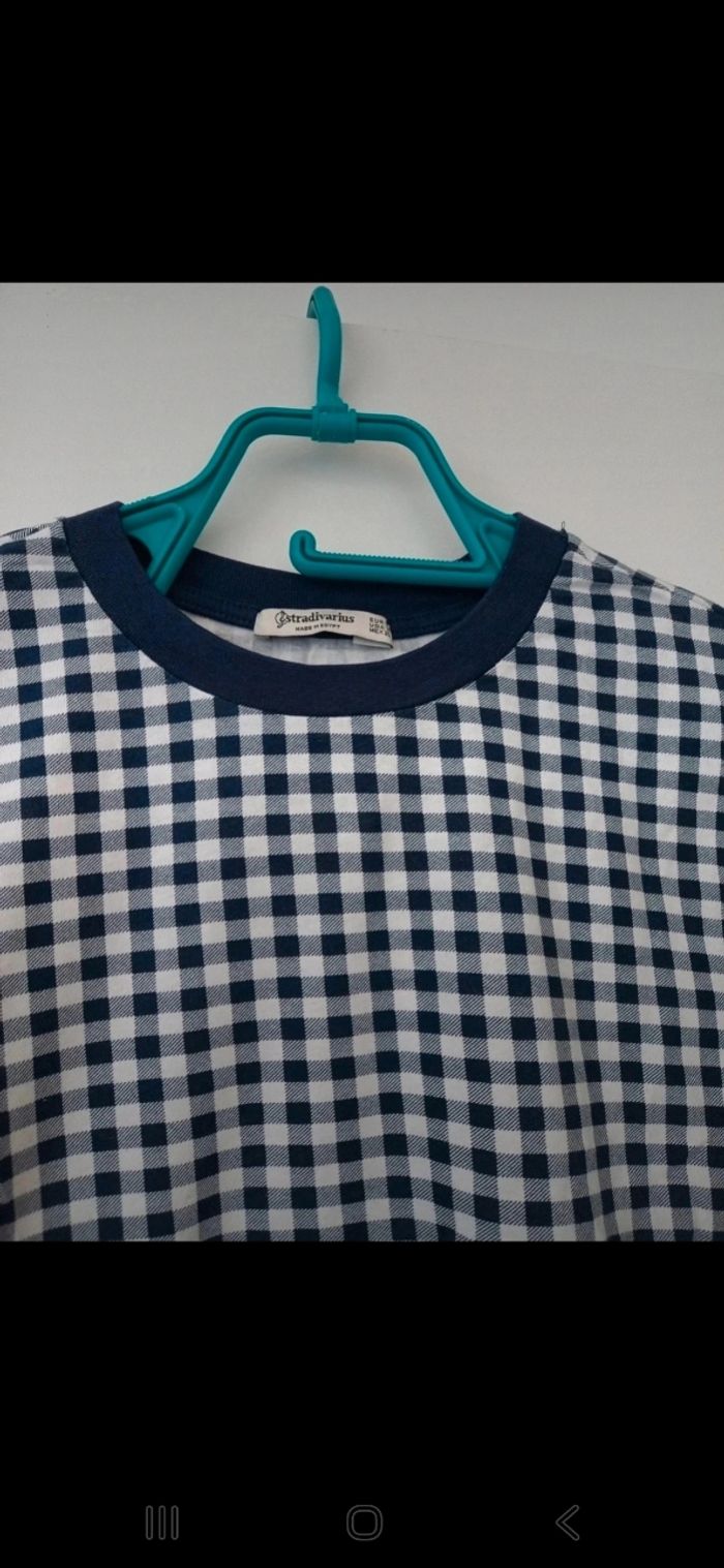Haut bleu et blanc à carreaux stradivarius taille M - photo numéro 3