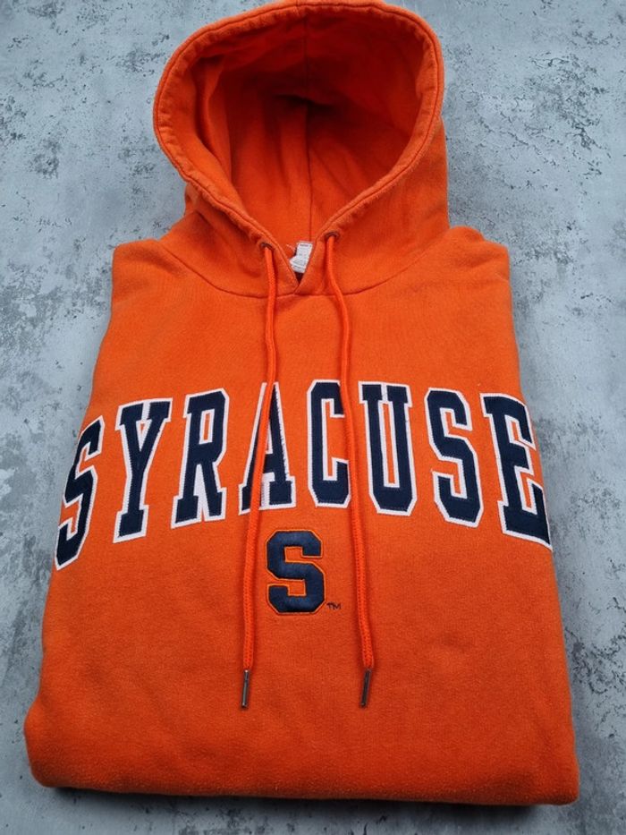 Pull à capuche universitaire orange – L Hommes (taille très grand) - photo numéro 2