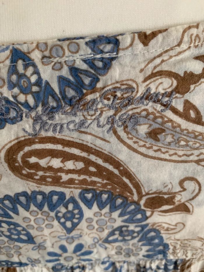 Robe tunique fleurs marrons bleu crème L - photo numéro 4
