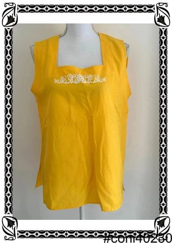 Blouse Manches Courtes Jaune Taille 46