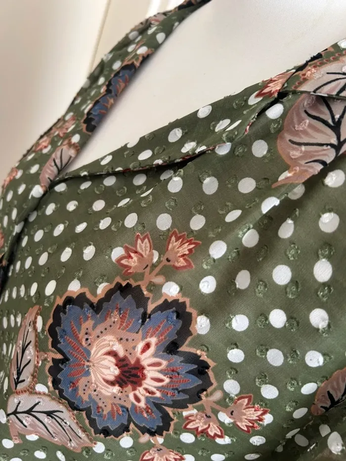 Reiko blouse haut voilée vert imprimée, femme, taille M/38 - photo numéro 4