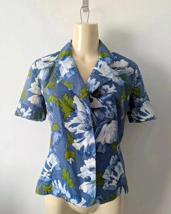 Ensemble d'été vintage fleurie : chemisier et jupe - Cacharel - taille 36 - photo numéro 2