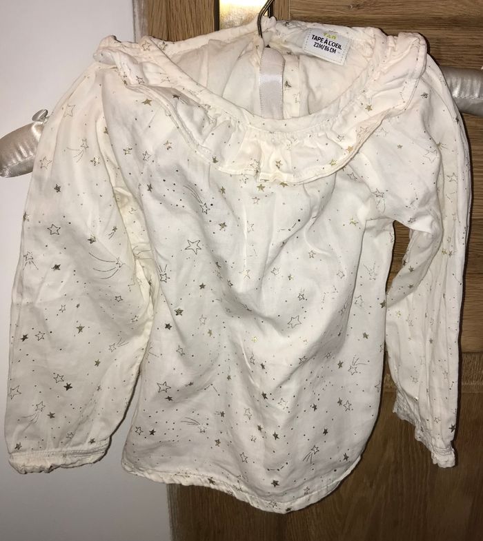 Blouse fille beige à motifs doré TAO taille 23 mois