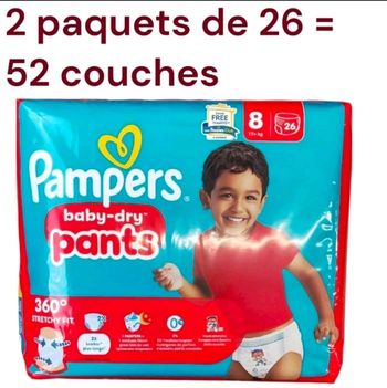 Lot de  52 Couches Pampers Baby Dry  Pants 19 + KG  Taille  8 Neuf