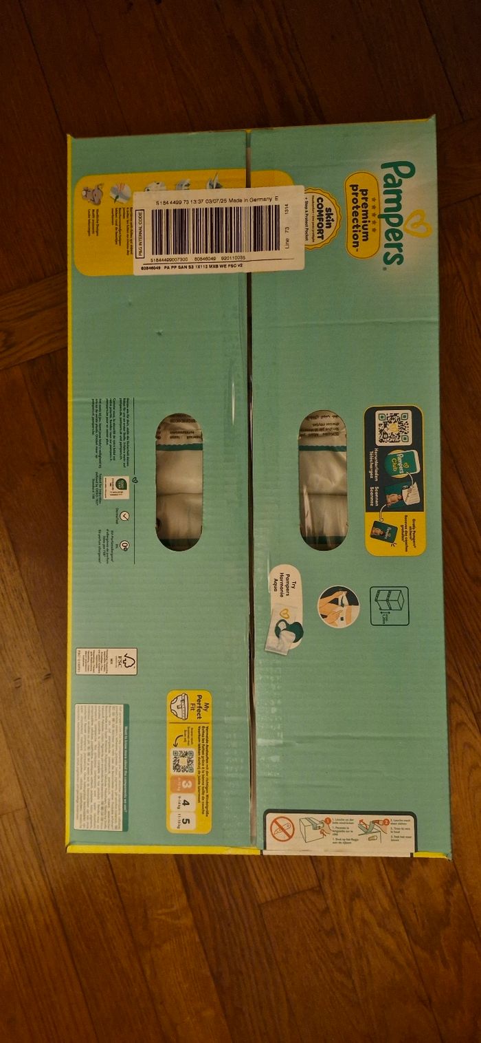 112 couches pampers premium protection taille 3 + lingettes - photo numéro 2