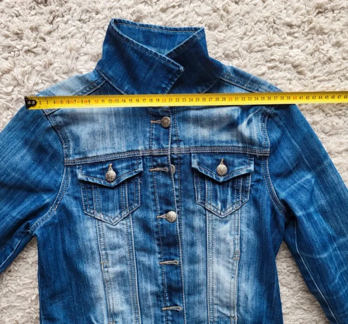 Veste en jean bleue délavée Revers Taille 34 - photo numéro 10