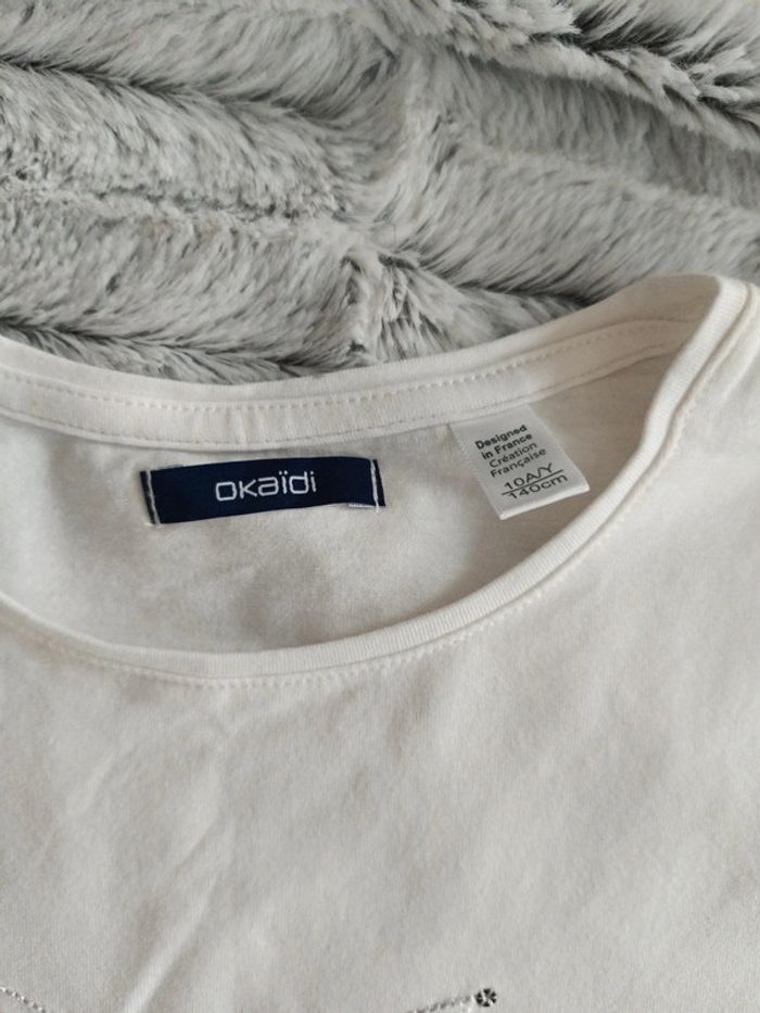 Tee shirt blanc motif sequins papillon neuf - photo numéro 3