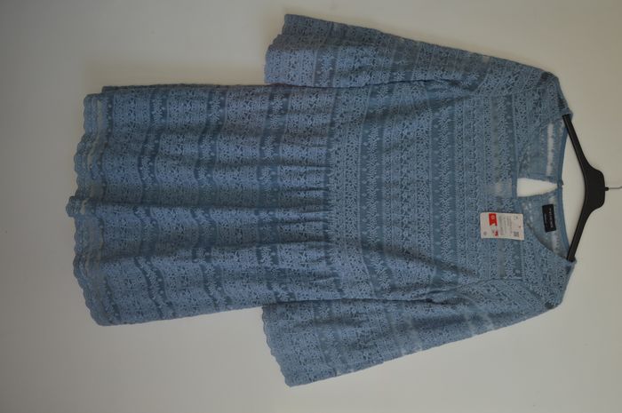 Robe bleu ciel neuve en dentelle – Yessica – Taille 40