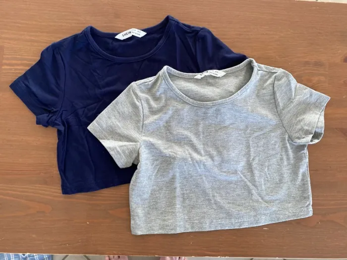 Lot de 2 top court SHEIN marine et gris