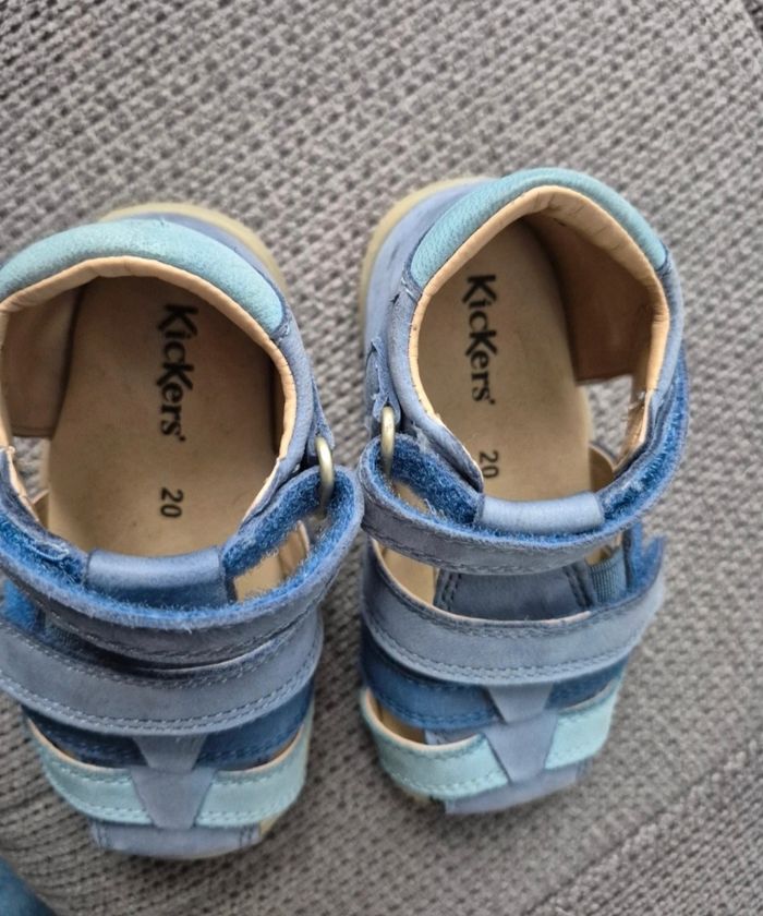 Sandalettes bébé garçon, kickers. Pointure 20. Cuir et Daim. Bleu. Comme neuves ! - photo numéro 4