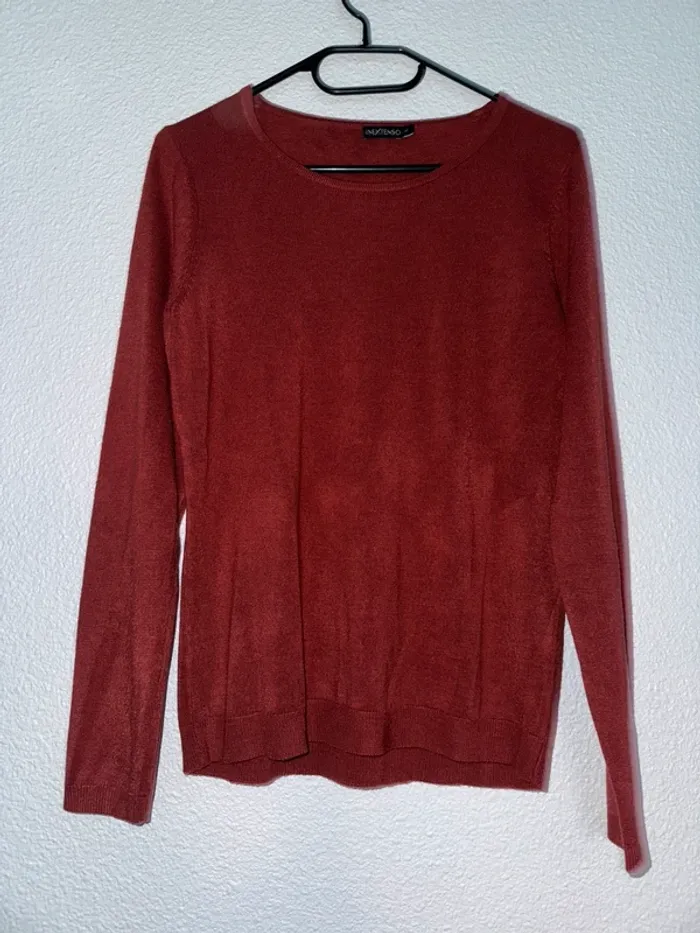 Pull fin rouge/bordeaux manches longues