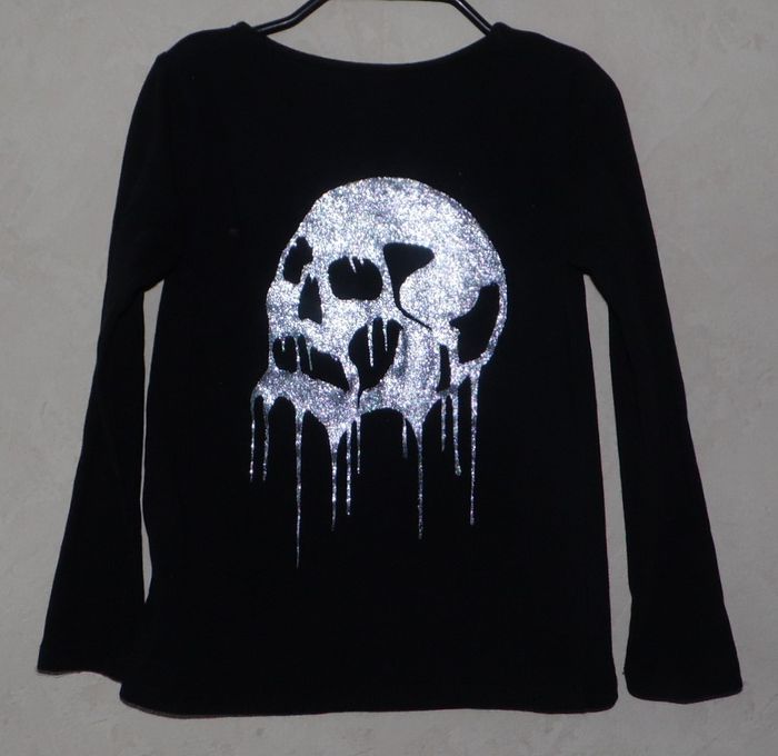 tee shirt tête de mort fille 4/6 ans - photo numéro 3