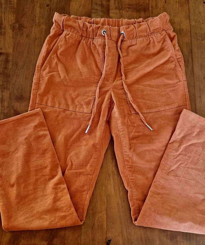 Pantalon vintage femme orange, genre velours