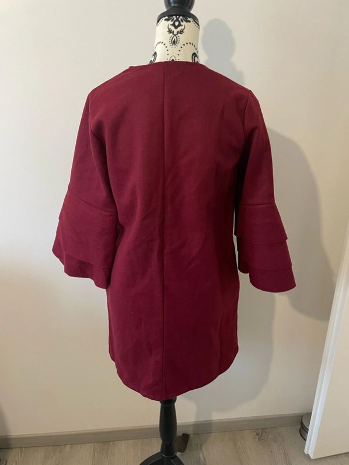 Veste manteau bordeaux manches trompette mi long neuf Fashion taille M - photo numéro 5
