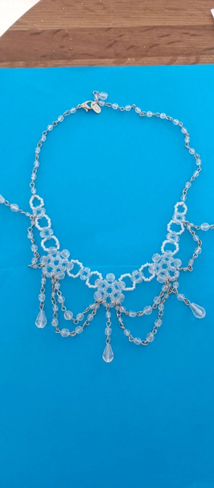 Collier perles rocailles transparentes vintage - photo numéro 2