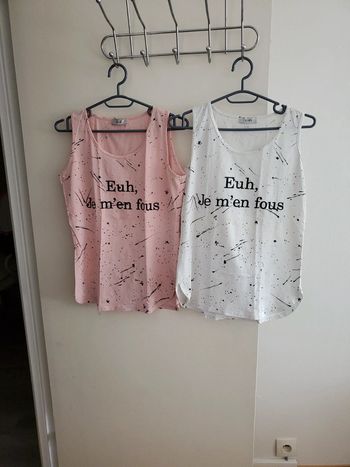 Débardeurs rose et blanc TS neuf