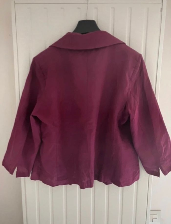 Veste chemise violette en lin vintage - photo numéro 3