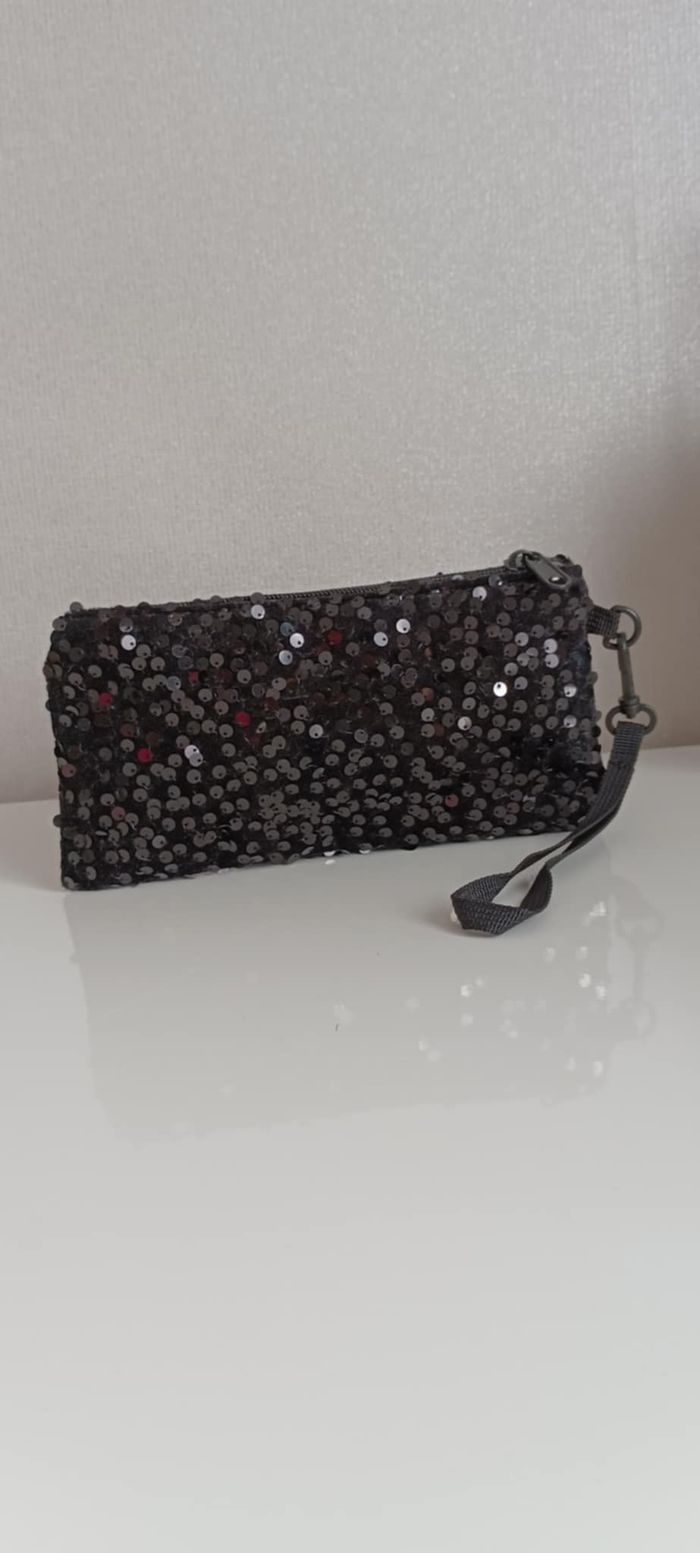 Pochette porte-monnaie noire à sequins - photo numéro 7