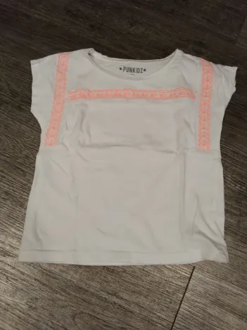 tee shirt blanc manches courtes Punkids garcon 4 ans