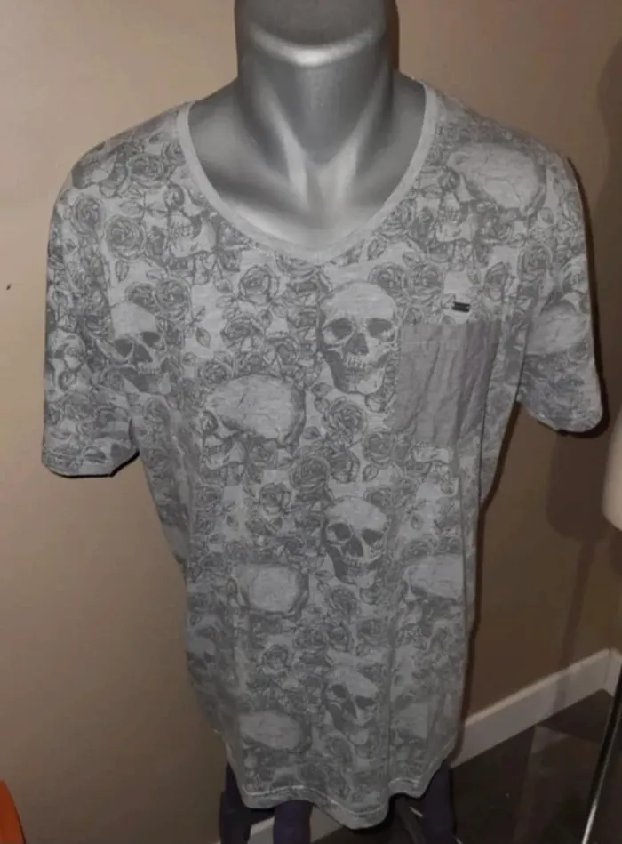 Tee-shirt homme imprimé tête de mort XL - photo numéro 2