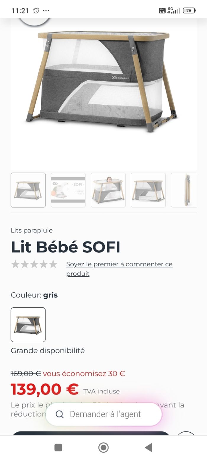 Lit parapluie kinderkraft - photo numéro 6