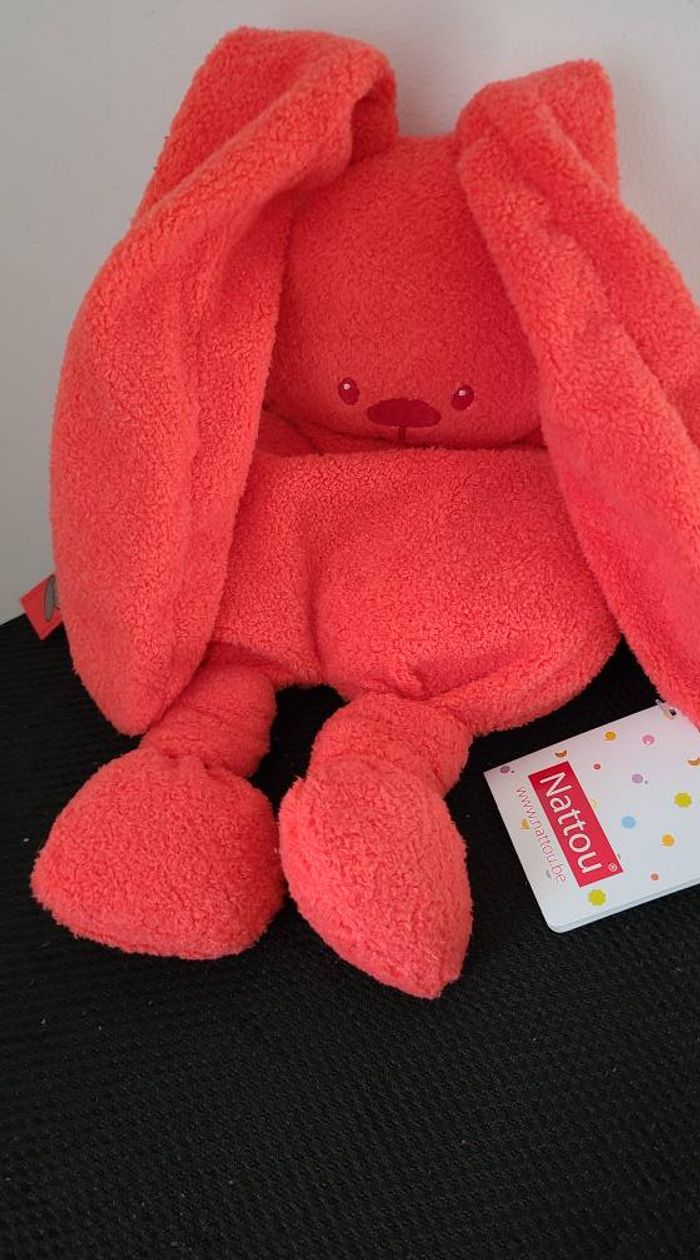 Doudou peluche lapin Lapidou rouge