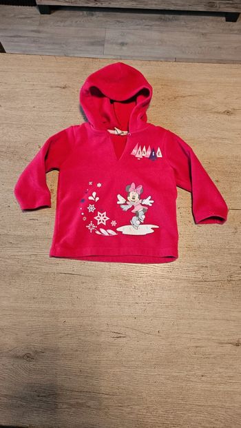 Pull polaire à capuche, fushia à manches longues, Disney, Minnie, 2 ans, nickel