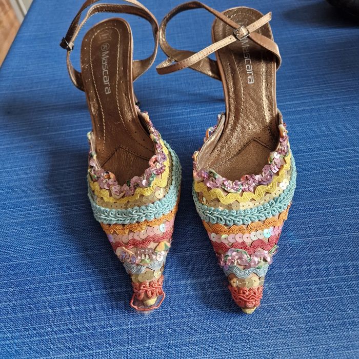 T39 sandales a talon multicolore - photo numéro 2
