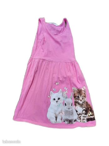 Robe chatons lapin et papillon 8 ans TBE